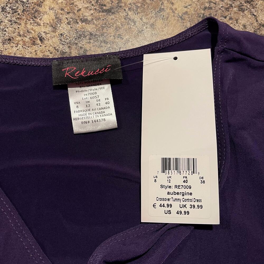 NWT Rekucci Womens Dress Crossover Tummy Control 3/4 Sleeve Fit Flare Size 8 EZ - Picture 3 of 5